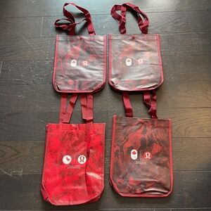 Lululemon small reusable collectible tote shopping bags red 4 bags olympics